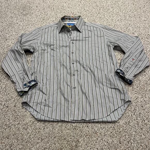Robert Graham Classic Fit Villa Multicolor Striped Button Down Shirt Sz L - Picture 1 of 7